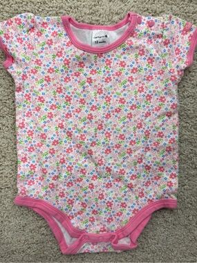 Carhartt Pink Floral Short-Sleeve Baby Bodysuit